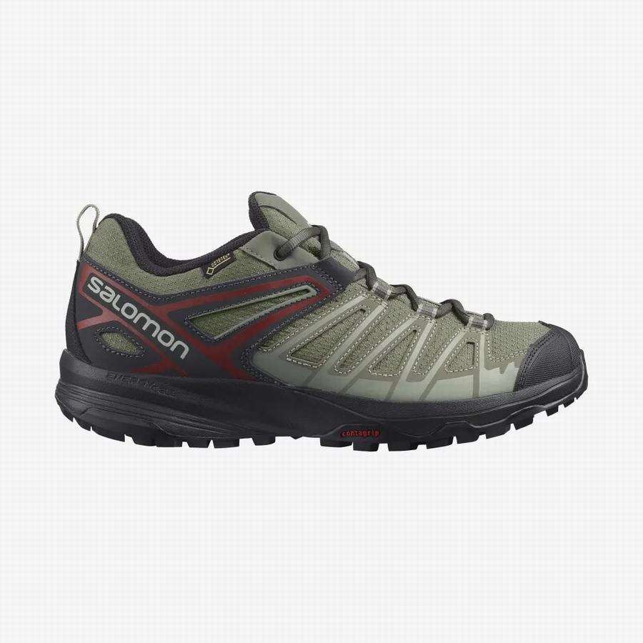 Salomon X Crest Gore-tex Férfi Túracipő Olivazöld (XFE4742OJ)